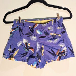 Patagonia Purple Bird Print Baggies Shorts Girls L